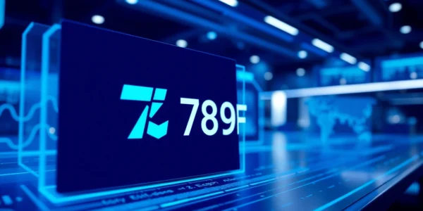 789F brand logo on a high-tech digital background, symbolizing innovation and reliability in online services, appealing to tech-savvy users.