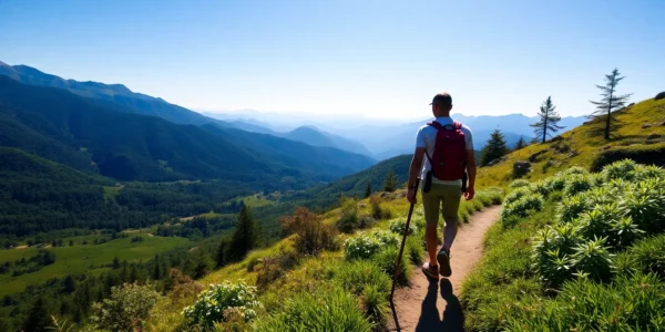 Hiker enjoying a scenic trail in Indonesia, capturing the essence of a memorable hike in nature.
