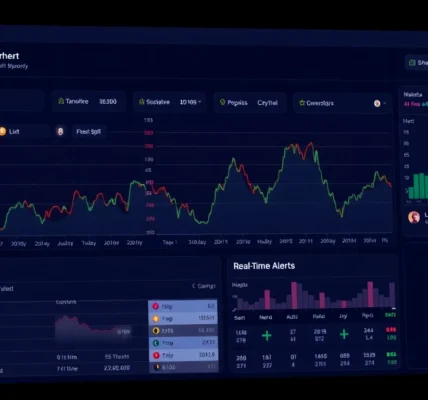 Broken down AICoin platform dashboard showcasing live crypto charts, market data, and alert notifications for investors’ decision-making.