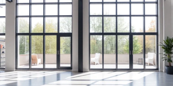 Bydgoszcz okna veka bydgoszcz—showroom with high-quality PVC window profiles in modern interior setting.