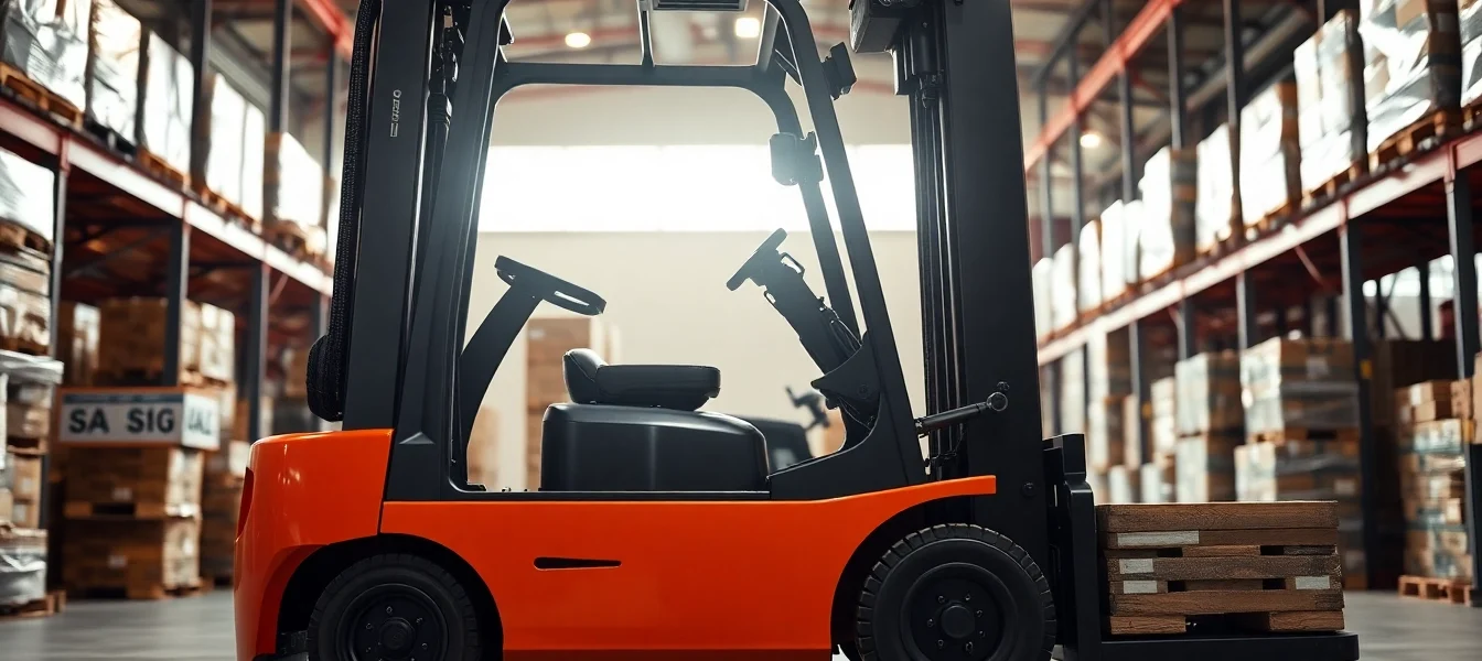 Forklift rental operated in a modern warehouse, lifting heavy loads efficiently for seamless logistics.