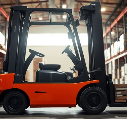 Forklift rental operated in a modern warehouse, lifting heavy loads efficiently for seamless logistics.
