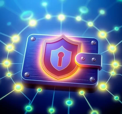 A modern crypto wallet showcasing advanced security features, emphasizing safe digital asset