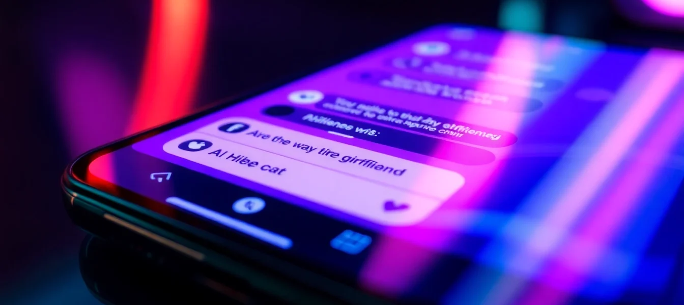 AI girlfriend app interface showcasing a realistic and engaging virtual conversation, emphasizing emotional connection and digital intimacy.