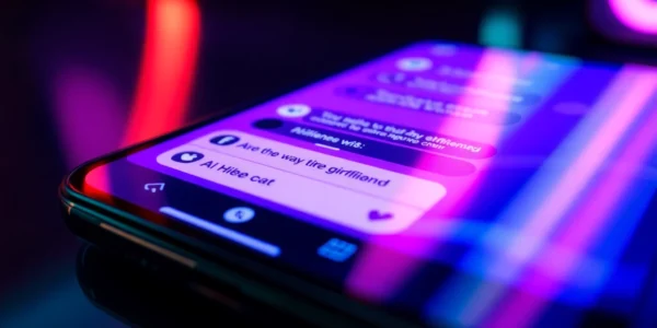 AI girlfriend app interface showcasing a realistic and engaging virtual conversation, emphasizing emotional connection and digital intimacy.