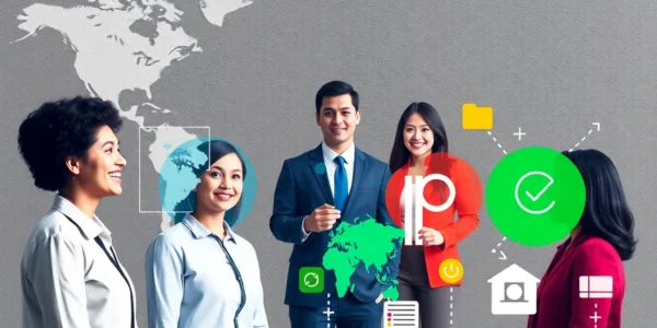Lien minh quoc te connecting global partners in a professional business meeting for strategic