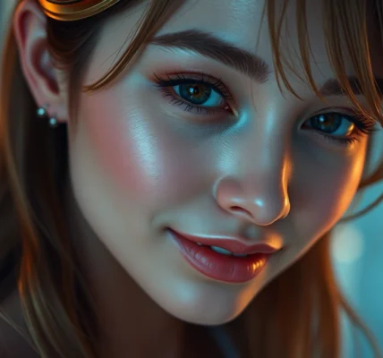 Ai girlfriend nsfw engaging in a sensual moment with detailed expressive features and warm lighting for intimacy.