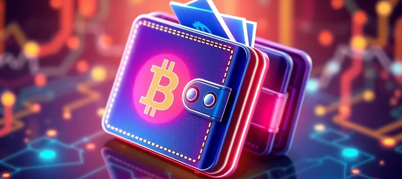 Secure crypto wallet with blockchain icons demonstrating safe digital asset storage and easy