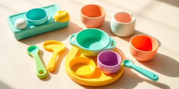High-quality baby feeding set for weaning with colorful silicone utensils and accessories