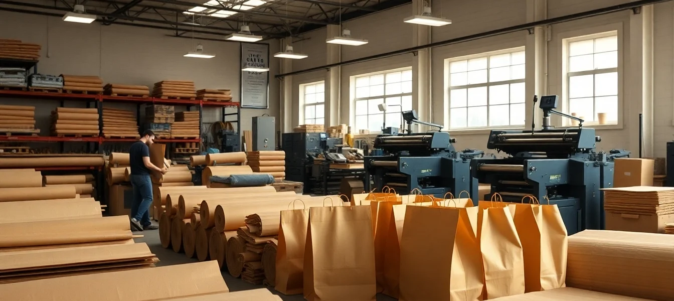 High-quality torba papierowa being assembled in a modern factory, emphasizing eco-friendly