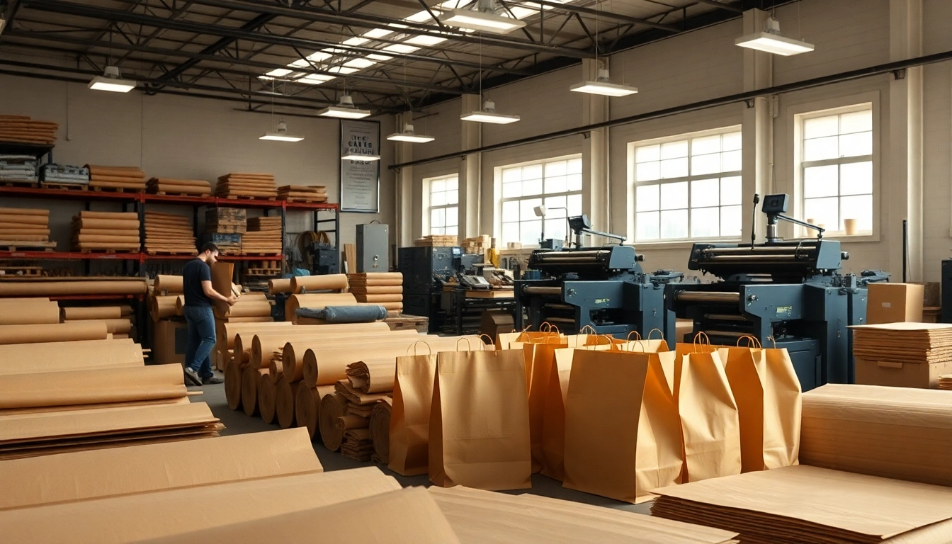 High-quality torba papierowa being assembled in a modern factory, emphasizing eco-friendly