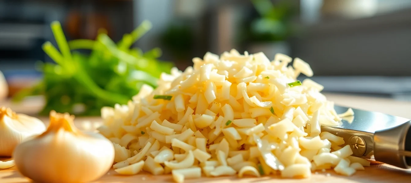 High-quality image showing fresh minced garlic in a bowl, emphasizing texture and flavor for