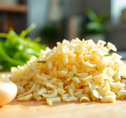 High-quality image showing fresh minced garlic in a bowl, emphasizing texture and flavor for