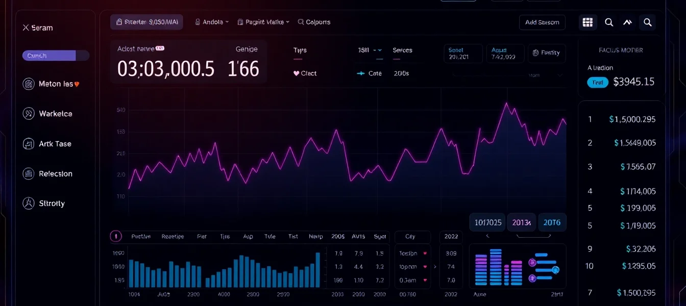 High-tech aicoin trading platform showcasing live charts and market analysis for investors