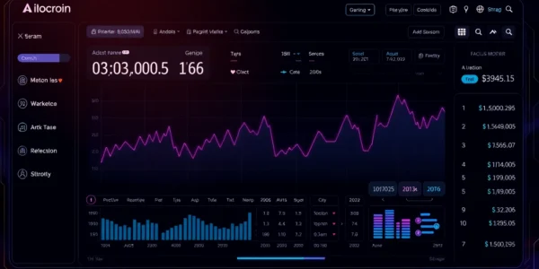 High-tech aicoin trading platform showcasing live charts and market analysis for investors