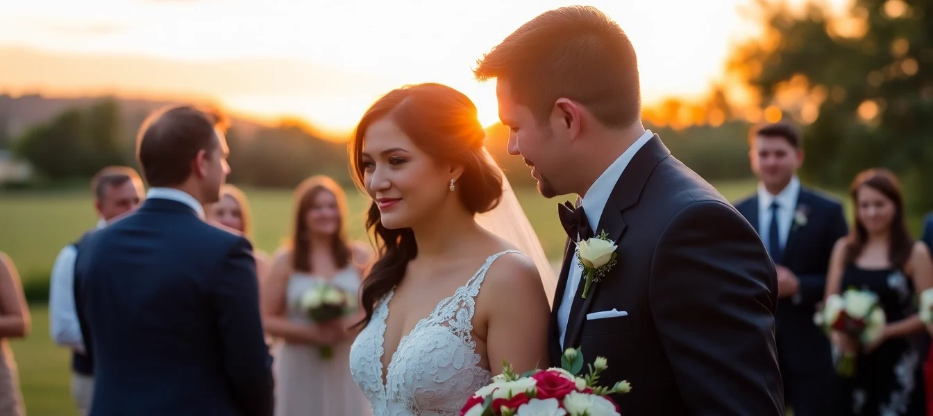 Professional eskuvo fotos captures natural moments of a couple at sunset during wedding ceremony
