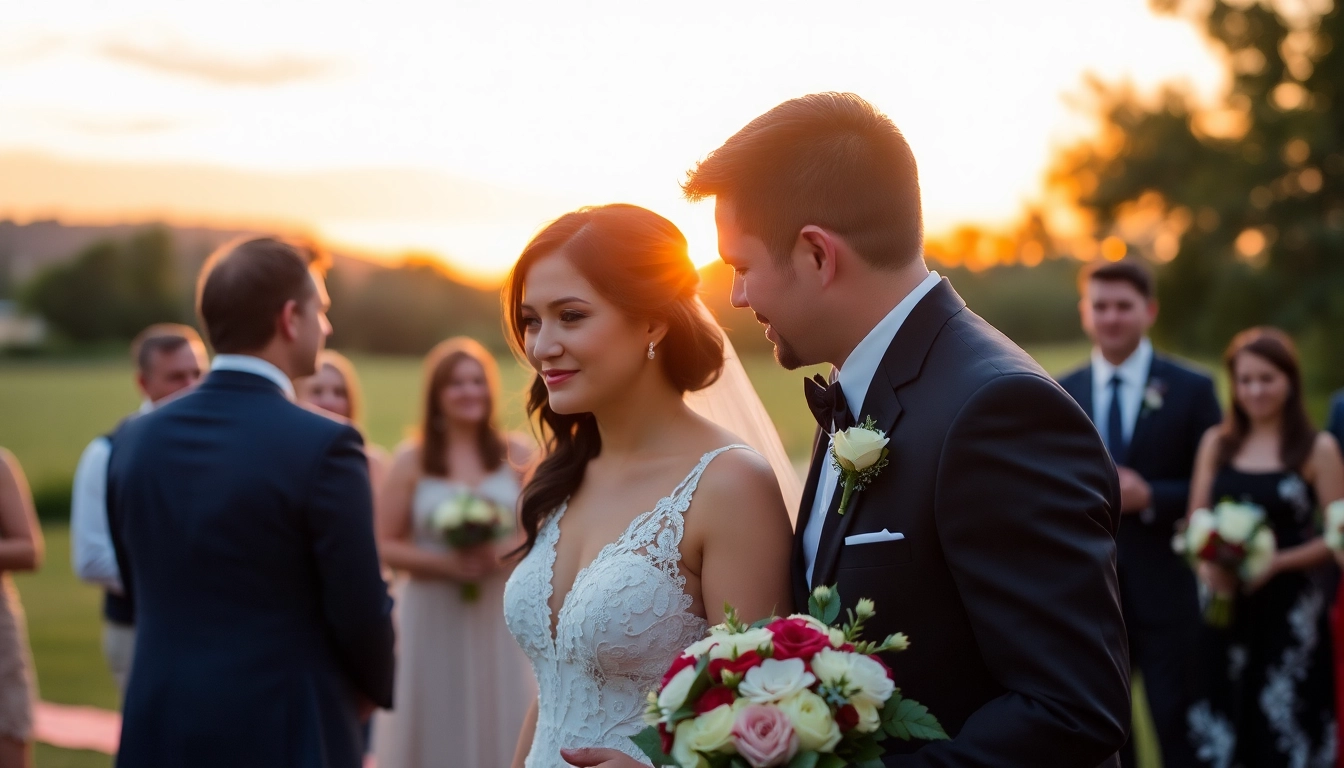 Professional eskuvo fotos captures natural moments of a couple at sunset during wedding ceremony